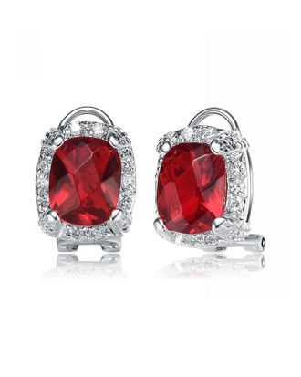 Genevive Silver Cz Omega Solitaire Earrings