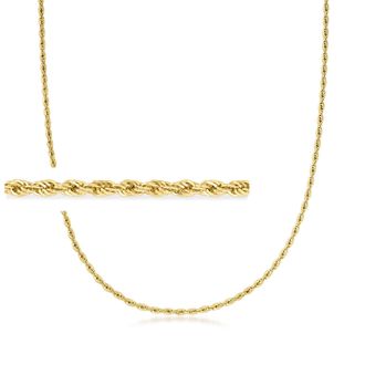 Ross-Simons 2mm 18kt Gold Over Sterling Rope-Chain Necklace