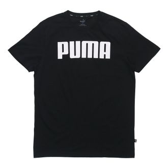 Puma Alphabet Logo Printing Round Neck Short Sleeve Black 855151-01