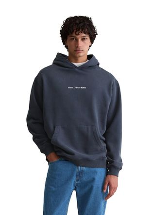 Marc O'Polo Denim Hoodie MARC OPOLO DENIM, Herren, Gr. XXL, blau (navy teal), Sweatware, Obermaterial: 100% Baumwolle, unifarben, relaxed fit normal, Rundhals, B&uuml;ndchen