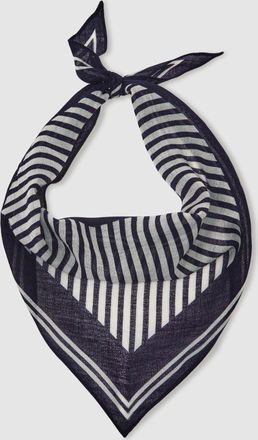 Reiss Womens Navy & White Wool-silk Stripe Triangle Scarf