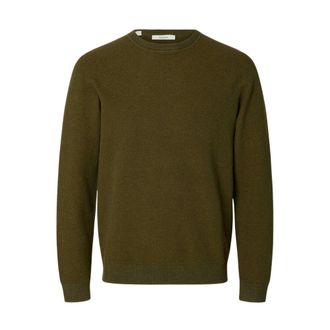 Selected Slmross LS Knit Structure Crew Neck - Heren - Truien - Groen - Maat: M Katoen