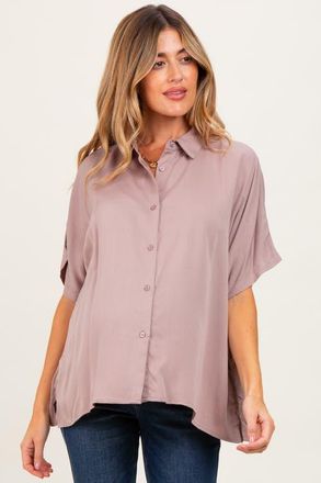Pinkblush Dolman Sleeve Button Down Blouse in Taupe at Nordstrom, Size Large
