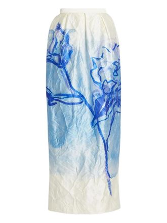 Erdem floral-print maxi skirt - White