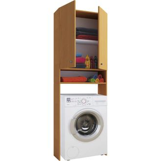 ebuy24 Vcm Armadio lavatrice Pratico armadio sovrastruttura con ampio spazio di archiviazione Dimensioni: 64 x a. 182 x t. 27 cm Portabiancheria per bagno e