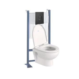 Duravit Pack Inodoro Suspendido Compacto Sin Borde No.1 + Estructura Soporte Grohe Rapid Sl Project + Asiento + Placa Negro Mate - Duravit