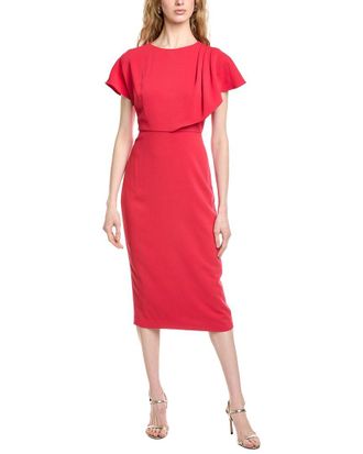 Badgley Mischka Side Drape Cape Cocktail Dress