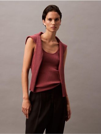 Calvin Klein Jeans Calvin Klein Womens Cotton Rib Sweater Tank Top - Brown - XL