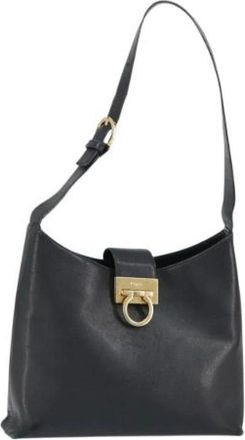 Ferragamo Pre-owned Shoulder Bags, female, Black, Size: ONE SIZE Pre-owned Leather Shoulder Bag