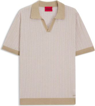 HUGO BOSS Johhny-collar sweater in cotton and linen