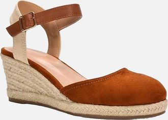 XY London Womens XY London Womens/Ladies Joey Ankle Strap Wedge Espadrilles - Brown - Size: 8