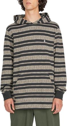 Volcom Quiver Stripe Hoodie in Stealth at Nordstrom, Size X-Large