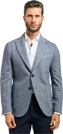 Mulish Jassen, Heren, Blauw, XL, Witte single-breasted jas met opgestikte zakken