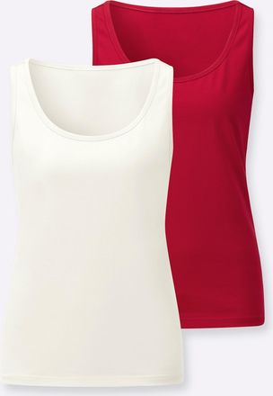 Casual Looks Shirttop CASUAL LOOKS, Damen, Gr. 36, rot, ecru, 100% Baumwolle, unifarben, Rundhals, Tops Shirttop