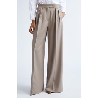 Max Mara Baden Virgin Wool Twill Wide Leg Pants in Hazelnut Brown at Nordstrom, Size 14