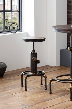 Julian Bowen Rockport Round Bar Stool in Dark Brown