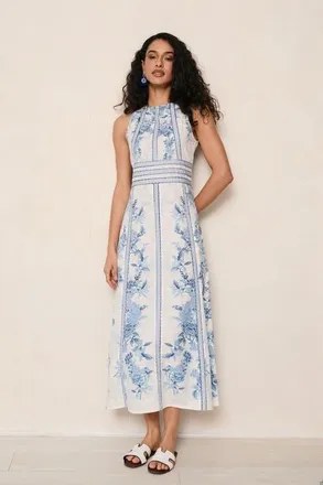 Raishma Lina White Dress in White And Blue at Nordstrom, Size 12