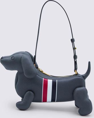 Thom Browne Dark Grey Leather Shoulder Bag