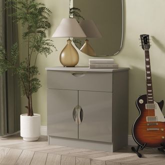 Lewis's Camden 1 Drawer 2 Door Sideboard in Grey Gloss & Dusk Grey - Ready Assembled - Lewiss Home | TJ Hughes