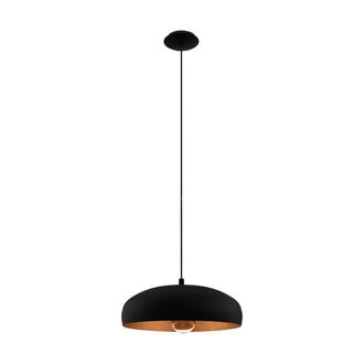 Eglo Mogano Single Pendant Light - Black & Copper | TJ Hughes