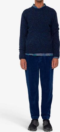 Folk Chain Crewneck Sweater In Navy Mohair