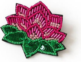 Matr Boomie Bala Mani Beaded Lotus Brooch Pin in Pink at Nordstrom