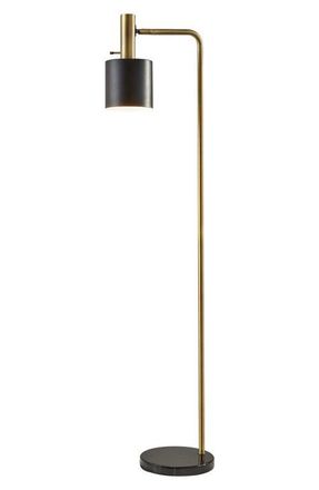 Adesso Emmett Floor Lamp in Antique Brass /Black at Nordstrom