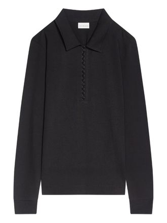 Dries Van Noten button-fastening jersey polo shirt - women - Cotton - L - Black