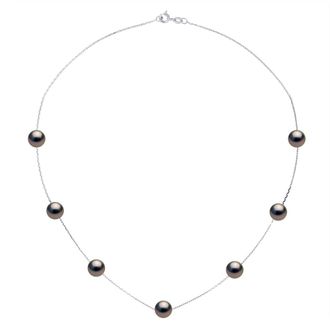 Ateliers Saint Germain Womens Necklace Real 7 Cultured Tahiti Pearls PASSING THROUGH Round 7-8 mm - White White Gold - One Size