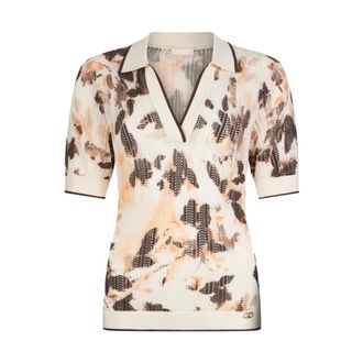 Liu Jo V-neck Knitwear, female, Multicolor, Size: 2XS Stitch-worked Polo Shirt