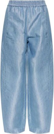 Emporio Armani Jeans, Dames, Blauw, S, Katoen, Jeans met elastische taille en wijde pijpen
