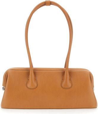 Osoi Womens Shoulder Bag Boat Wide Mini Brown Leather Cow