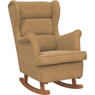 vidaXL Vidaxl - Sedia a Dondolo con Gambe in Massello di Hevea Marrone Velluto