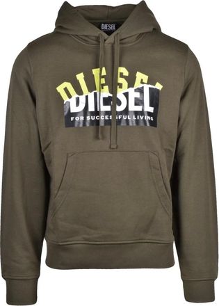 Diesel Hoodies & sweatvesten, Heren, Groen, M, Katoen, Hooded Sweatshirt