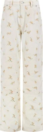 Msgm Floral Pattern Cotton Wide-Leg Pants