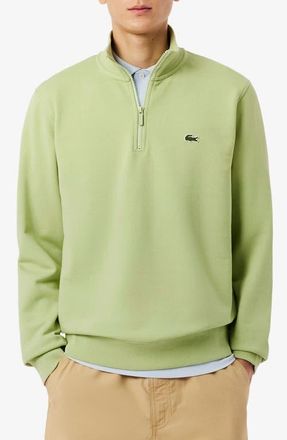 Lacoste Cotton Fleece Half Zip Pullover in Birch at Nordstrom, Size 8