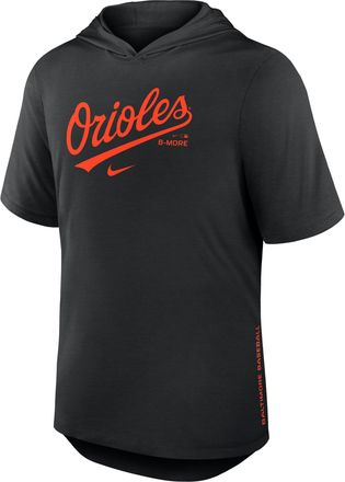 Nike Baltimore Orioles Arched Wordmark Nike Mens Dri-FIT MLB Hooded T-Shirt in Black | 03NB00AOLE-6XV