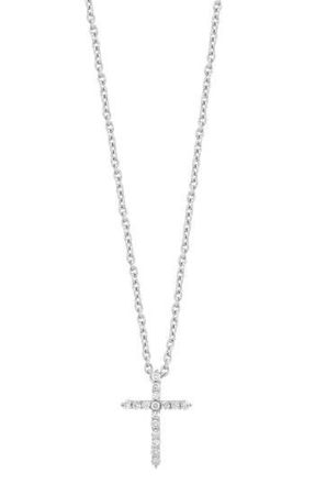 Effy Sterling Silver Diamond Cross Pendant Necklace in White at Nordstrom Rack, Size 18
