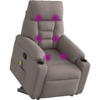 vidaXL Vidaxl - Sill&oacute;n Reclinable De Masaje Elevable Tela Gris Taup&eacute;