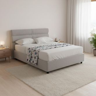 Dmora Cama Brivio De Plaza Y Media, Desmontable, Con Contenedor, Fabricada En Italia, Colch&oacute;n 120x190 Cm, Gris