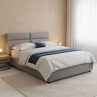Dmora Cama Doble Asica, Cama Doble Con Colch&oacute;n Incluido, Desenfundable Hecho En Italia, Con Almacenamiento, Gris