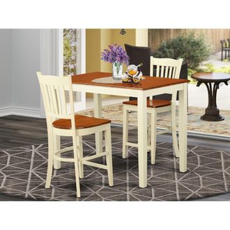 East West Furniture 3 Pc counter height pub set - high Table and 2 counter height Chairs