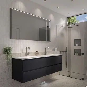 Bernacchini SP19 spiegel - rechthoek - 160x80 cm - directe LED rondom - Metal black geborsteld (antraciet)