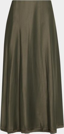 Vince Pleated Satin Midi Skirt