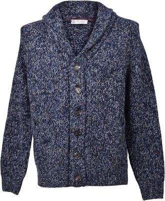 Brunello Cucinelli Blue Cashmere Blend Knit Cardigan, Brand Size 54 (US Size 44)