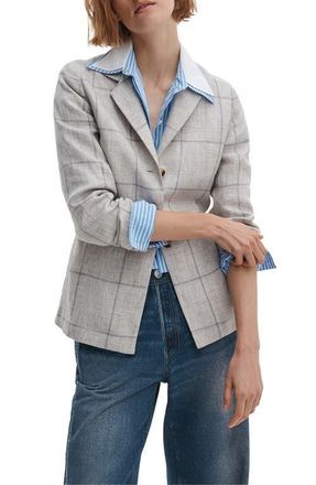 Rag & Bone Chappell Plaid Linen Blazer in White Multi at Nordstrom, Size 14