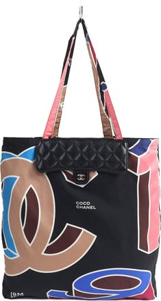 Chanel Black Multi-Color Grained Calfskin Eco-Bag Shoulder Bag (Pre-Owned)