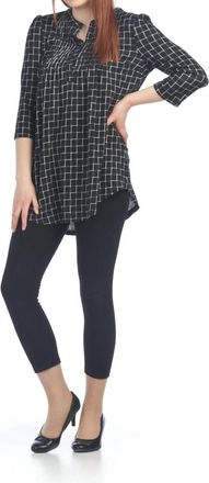 Papillon Check Pleated Tunic In Black
