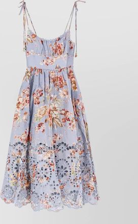 Zimmermann knee length dress floral lace straps