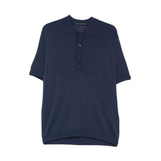 low brand Round-neck Knitwear, male, Blue, Size: 2XL Polo